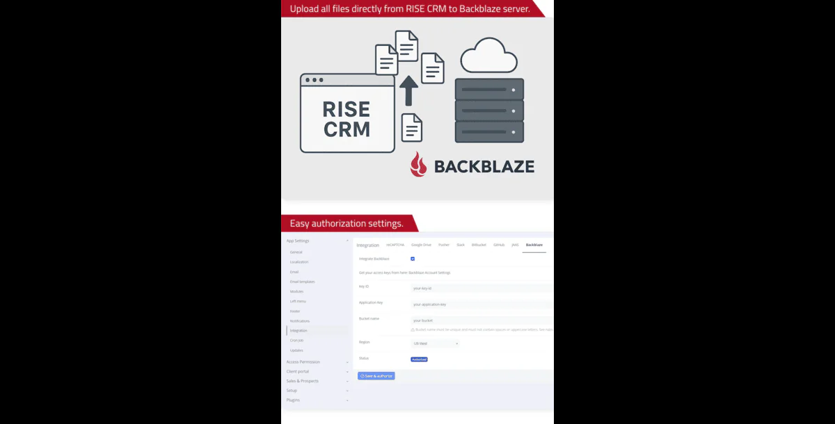 Backblaze Integration for RISE CRM